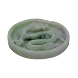 Green Jade Chinese Carved Zodiac Dragon Medallion Feng Shui Pendant k323NS