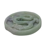 Green Jade Chinese Carved Zodiac Dragon Medallion Feng Shui Pendant k323NS