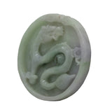 Green Jade Chinese Carved Zodiac Dragon Medallion Feng Shui Pendant k323NS