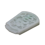 Natural Jade Chinese Rectangular Pendant Plate With Dragon and Luyi Flower Art n488S