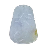 Natural Jade Chinese Rectangular Pendant Plate With Dragon and Luyi Flower Art n488S