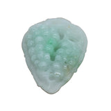 Detail Carved Green Color Natural Jade Grape Fruit On Leaf Pendant n490S