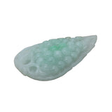 Detail Carved Green Color Natural Jade Grape Fruit On Leaf Pendant n490S