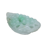 Detail Carved Green Color Natural Jade Grape Fruit On Leaf Pendant n490S