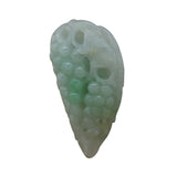 Detail Carved Green Color Natural Jade Grape Fruit On Leaf Pendant n490S