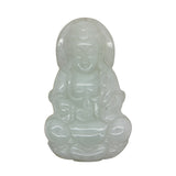 Light Green Sitting Jade Kwan Yin - Bodhisattva - Goddess Of Mercy Jade Pendant n527S