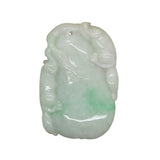 Lucky Feng Shui Jade Pendant With Three Pixie Figure Play On Eggplant n531S
