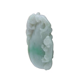 Lucky Feng Shui Jade Pendant With Three Pixie Figure Play On Eggplant n531S