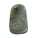 Chinese Hand Carved Natural Jade Lucky Feng Shui Kirin Figure Pendant n522S
