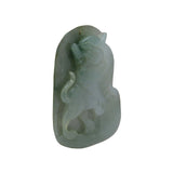 Chinese Hand Carved Natural Jade Lucky Feng Shui Kirin Figure Pendant n522S