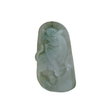 Chinese Hand Carved Natural Jade Lucky Feng Shui Kirin Figure Pendant n522S