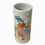 Pair Chinese Oriental Ceramic White People Scenery Vases ws1321S