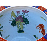 Chinese Oriental Vintage Porcelain Orange Red Flower Graphic Pot ws1632S