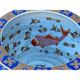 Chinese Oriental Vintage Porcelain Blue Golden Fishes Graphic Pot ws1631S