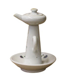 Chinese Ancient Style Porcelain Lady Harvest Longevity Peach Drawing Oil Lamp n364S
