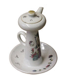 Chinese Ancient Style Porcelain Lady Harvest Longevity Peach Drawing Oil Lamp n364S