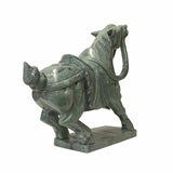 Chinese Green Stone Fengshui Fortune Horse Display Figure ws1736S