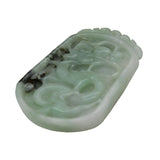 Natural Jade Chinese Rectangular Pendant Plate With Dragon and Luyi Flower Art n538S