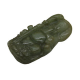 Dark Green Jade Pendant With Standing General Guan, Kwan Kong figure n544S