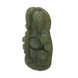 Dark Green Jade Pendant With Standing General Guan, Kwan Kong figure n544S