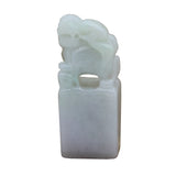 Detail Carved Natural Jade Chinese Table Top Small Foo Dog Statue n551S