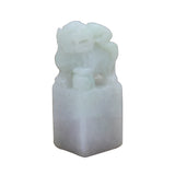 Detail Carved Natural Jade Chinese Table Top Small Foo Dog Statue n551S