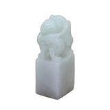 Detail Carved Natural Jade Chinese Table Top Small Foo Dog Statue n551S
