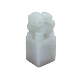 Detail Carved Natural Jade Chinese Table Top Small Foo Dog Statue n551S