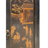 Chinese Fujian Distressed Black Golden Graphic Armoire Storage Cabinet cs7311S