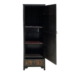 Chinese Fujian Distressed Black Golden Graphic Armoire Storage Cabinet cs7311S