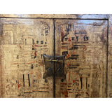 Chinese Distressed Sorrell Brown Graphic TV Dressing Storage Cabinet cs7329S