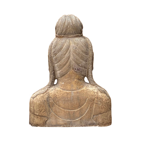 Vintage Oriental Stone Golden Face Kwan Yin Bodhisattva Bust Statue cs7275S Vintage Oriental Stone Golden Face Kwan Yin Bodhisattva Bust Statue cs7275S