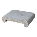 Chinese Off-White and Gray Natural Marble Stone Rectangular Pedestal Stand – Indoor Outdoor Display Table for Sculpture - Vase cs7088S