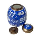 Handmade Blue and White Chinese Porcelain Jar with Brass Lid – Floral Ceramic Ginger Jar for Home Decor or Storage ws1711S