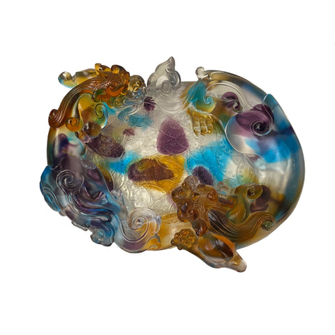 Chinese Liuli Crystal Glass Pate-de-verre Pixiu Dragon Bowl Display Figure vs243s Chinese Liuli Crystal Glass Pate-de-verre Pixiu Dragon Bowl Display Figure vs243s