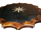 Handmade Vintage Old Shanghai Star-Shaped Pedestal Table with Marble Inlay Wood Mix cs960S