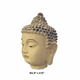 Chinese Oriental Distressed Beige Paint Metal Buddha Head Figure ws1543S