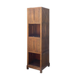 Rustic Narrow Contemporary Display Cabinet - Raw Wood Slim Tall Open Storage Corner Cabinet cs7158S