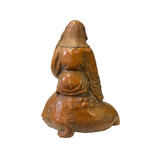 Hand-Carved Bamboo Happy Laughing Buddha Statue Seated Natural Finish for Feng Shui and Home Deco ws2364S