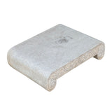 Chinese Off-White and Gray Natural Marble Stone Rectangular Pedestal Stand – Indoor Outdoor Display Table for Sculpture - Vase cs7088S