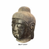 Chinese Oriental Black Gray Stone Carved Buddha Head Figure ws1542S