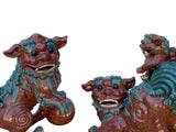 Pair Chinese Brown Color Glaze Ceramic Fengshui Foo Dog Figures cs7008S