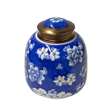 Handmade Blue and White Chinese Porcelain Jar with Brass Lid – Floral Ceramic Ginger Jar for Home Decor or Storage ws1711S