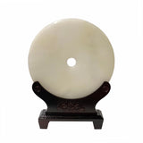 Chinese Natural Stone Round Namo Amitabha Kwan Yin Graphic Display ws1655S
