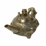 Chinese Handmade Metal Silver Color Jar Shape Teapot Display ws1578S