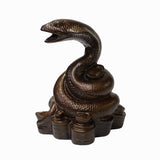 Hand Crafter Metallic Brown Snake Statue - Chinese Zodiac Wealth Feng Shui Symbol Figure ws1462S
