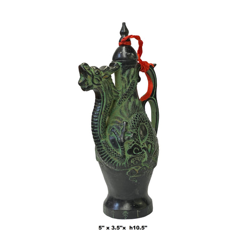 Ancient Chinese Green Bronze Dragon Wine Teapot Jar Shape Teapot - Han ...