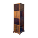 Rustic Narrow Contemporary Display Cabinet - Raw Wood Slim Tall Open Storage Corner Cabinet cs7158S