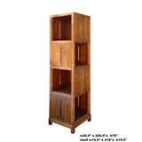 Rustic Narrow Contemporary Display Cabinet - Raw Wood Slim Tall Open Storage Corner Cabinet cs7158S