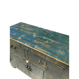 Handmade Solid Wood Oriental Distressed Teal Green Blue Credenza Sideboard Table Cabinet cs6147S